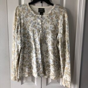 Chico's Cream and Tan Floral Women's Sweater